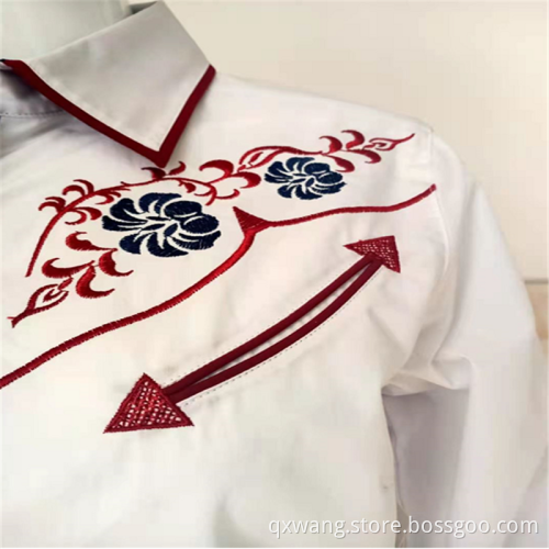 Elegant Embroidery Women's Long-sleeve CVC Shirts